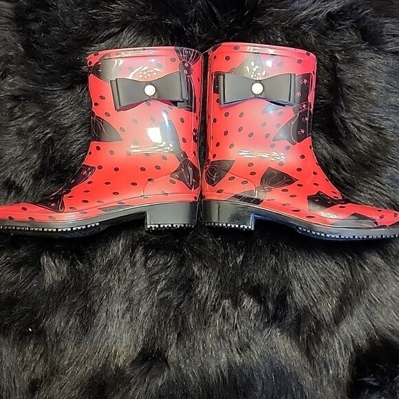 NIB Iron Fist Pink Bowed Over Cropped Rainboot Size 5 - Picture 7 of 8